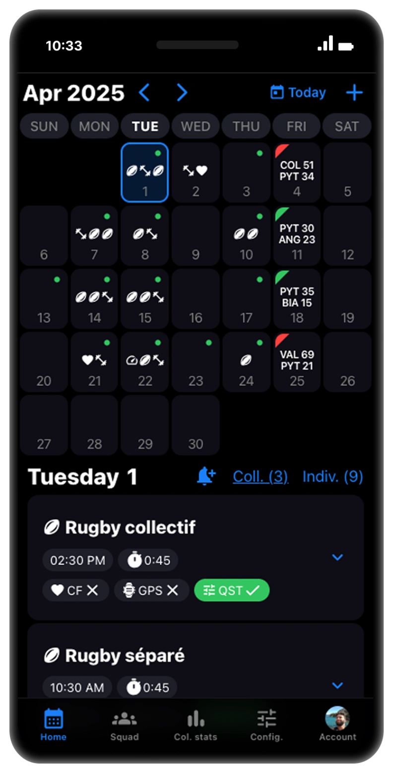 PythonSports calendar calendrier